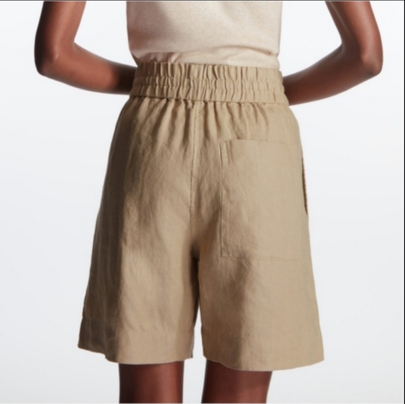 COS Linen Elastic Drawstring High Waisted White Bermuda Shorts - Picture 12 of 14